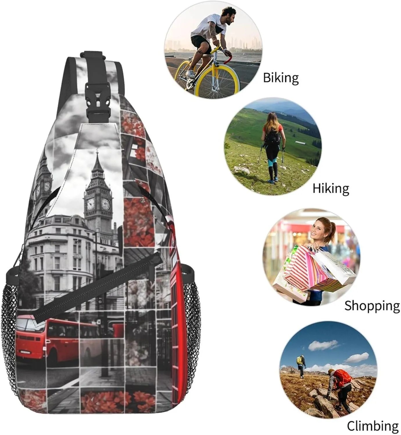 Crossbody Bag for Women Men London Puzzle Chest Bag Crossbody Sling Bag Adjustable Shoulder Bag