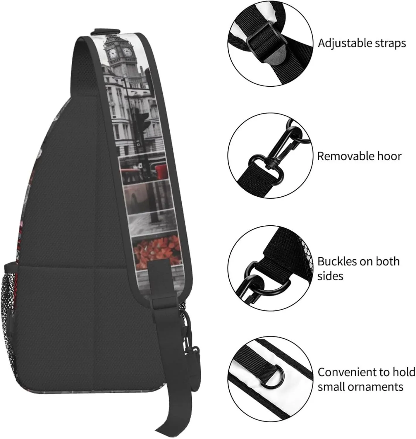 Crossbody Bag for Women Men London Puzzle Chest Bag Crossbody Sling Bag Adjustable Shoulder Bag