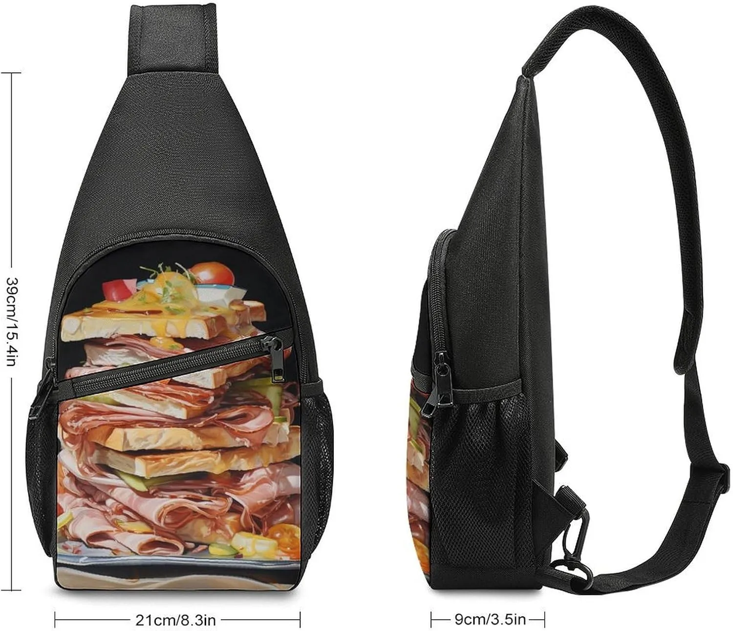 Crossbody Bag for Women Men Sling Bag Light Blue Pizza Slice Chest Bag Crossbody Adjustable Shoulder Bag
