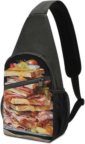 Crossbody Bag for Women Men Sling Bag Light Blue Pizza Slice Chest Bag Crossbody Adjustable Shoulder Bag