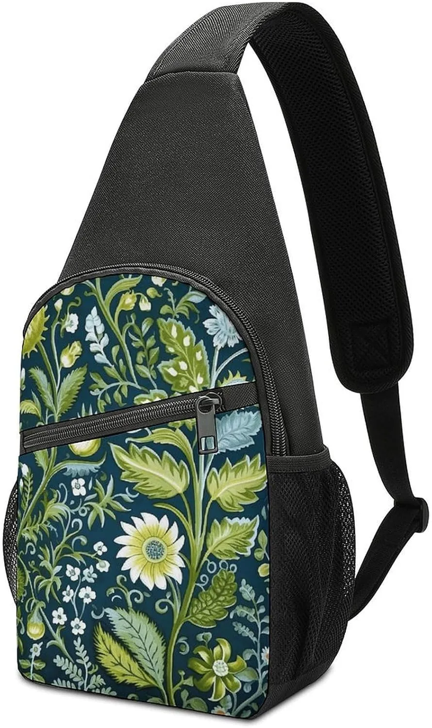 Crossbody Bag for Women Men Sling Bag On Flowering Tree Chest Bag Crossbody Adjustable Shoulder Bag