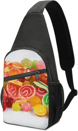Crossbody Bag Travel Sling Bag for Men Small Sling Backpack Fruit Candies Chest Bag Shoulder Bag for Outdoor