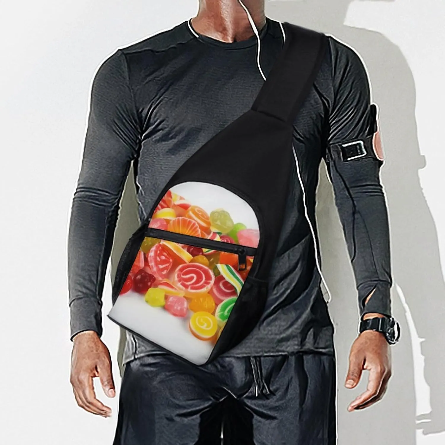 Crossbody Bag Travel Sling Bag for Men Small Sling Backpack Fruit Candies Chest Bag Shoulder Bag for Outdoor