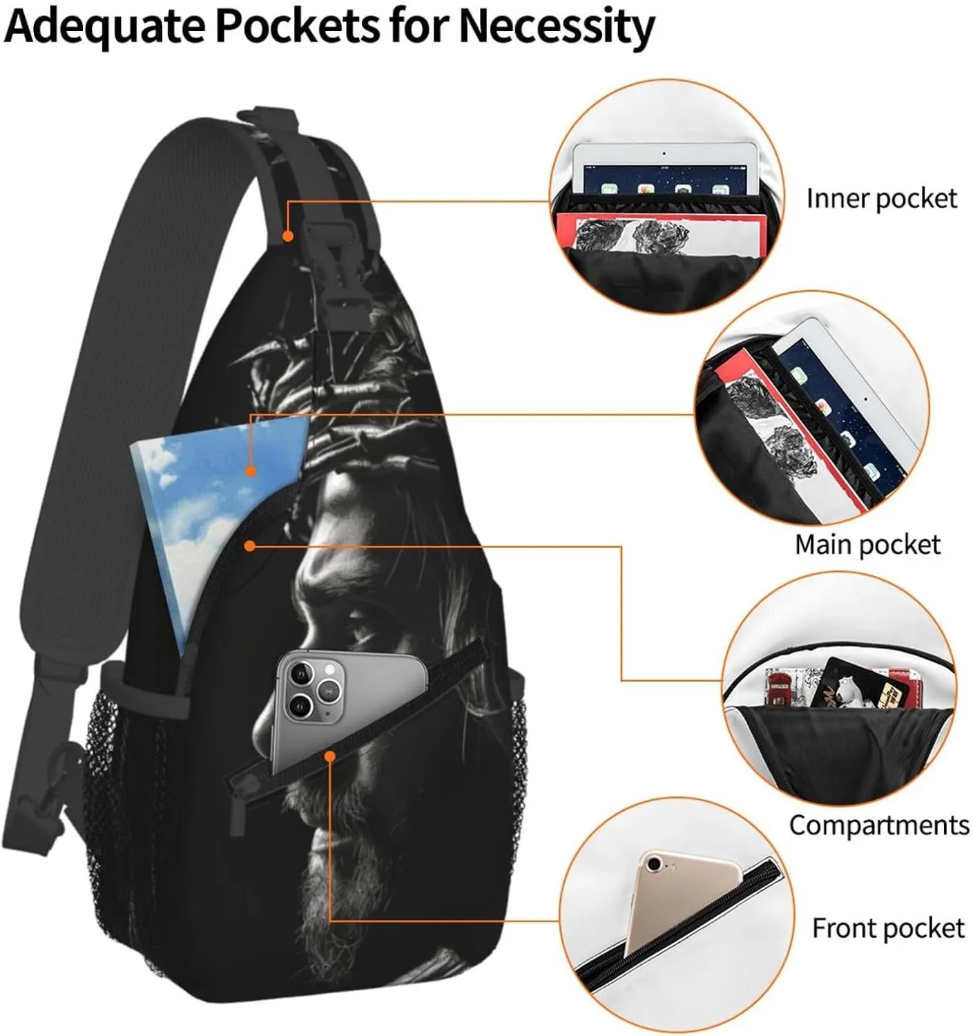 Crown Of Thorns Jesus Sling Bag For Men Crossbody Backpack,Women Shoulder Bag For Travel Sport