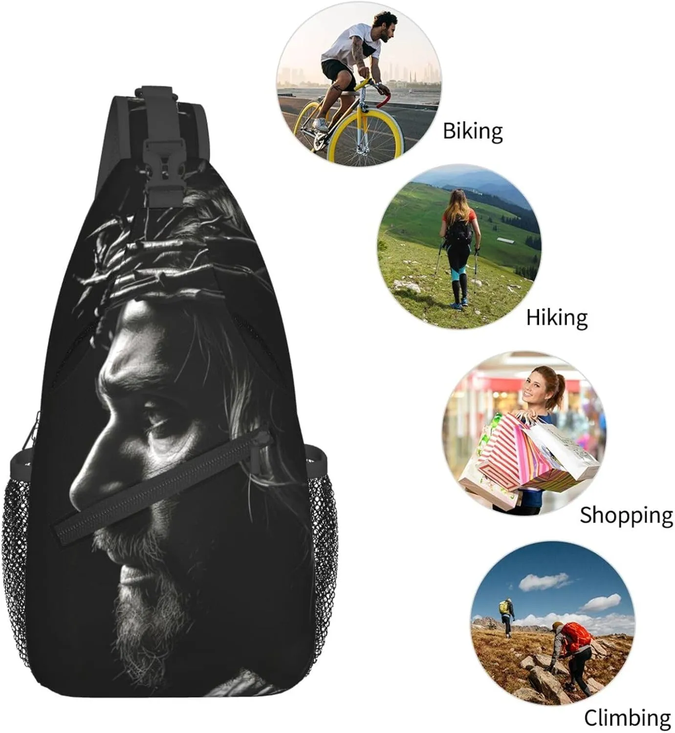 Crown Of Thorns Jesus Sling Bag For Men Crossbody Backpack,Women Shoulder Bag For Travel Sport