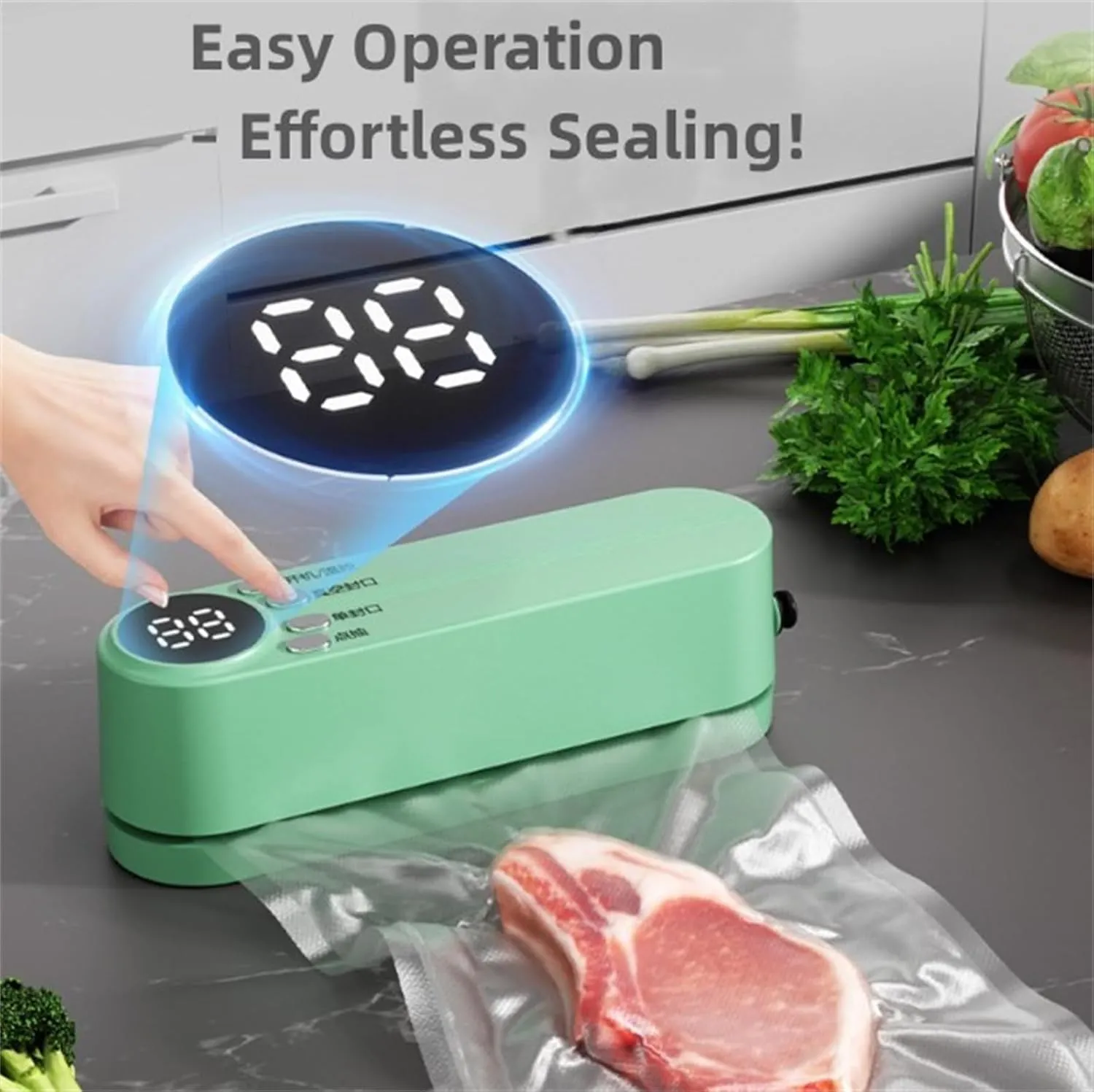 Crucialon Vacuum Sealer, Handheld Portable Rechargeable Snack Bag Sealing Machine with Air Pump, for Dry/Moist Food Storage with 10 Compression Bags