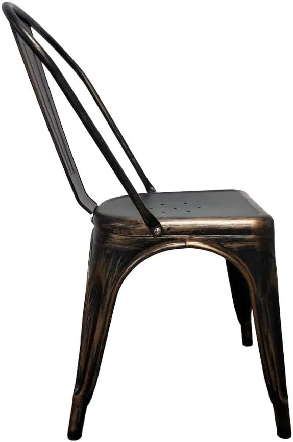 Cspring Metal Dining Chairs Set of 4 Kitchen Chairs Side Chairs Metal Bistro Chairs with Back & Rubber Feet Stackable Tolix Farmhouse Restaurant Cafe Trattoria Industrial Chairs