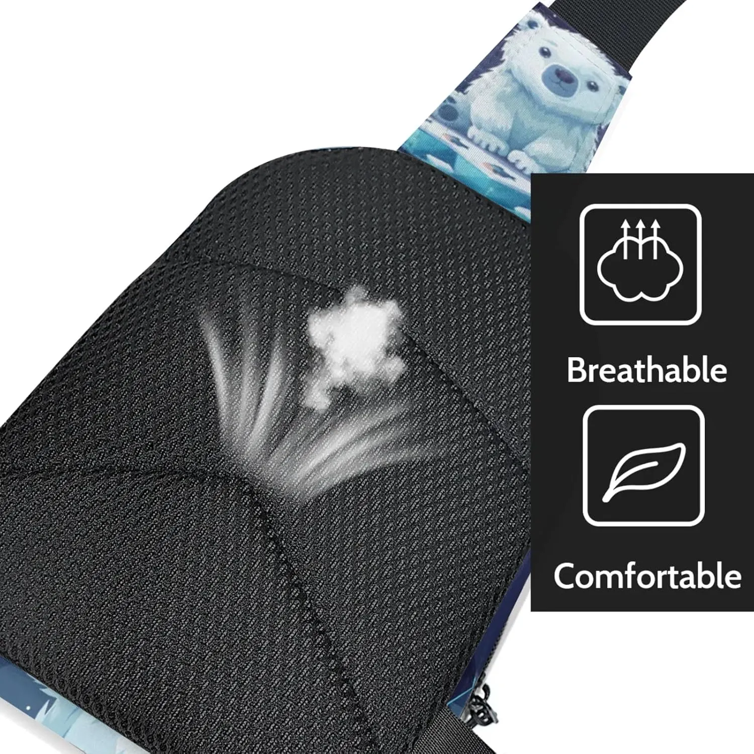 Custom Sling Bag Cute Polar Bear Cross Body Customize Chest Bag Cartoon Iceberg Daypack for Outdoors Travel Hiking Sports