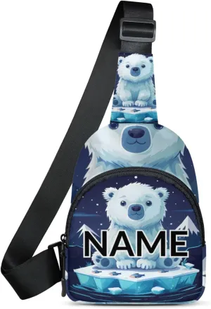 Custom Sling Bag Cute Polar Bear Cross Body Customize Chest Bag Cartoon Iceberg Daypack for Outdoors Travel Hiking Sports