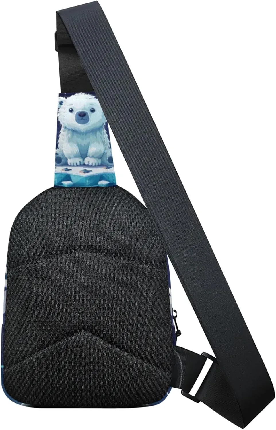 Custom Sling Bag Cute Polar Bear Cross Body Customize Chest Bag Cartoon Iceberg Daypack for Outdoors Travel Hiking Sports