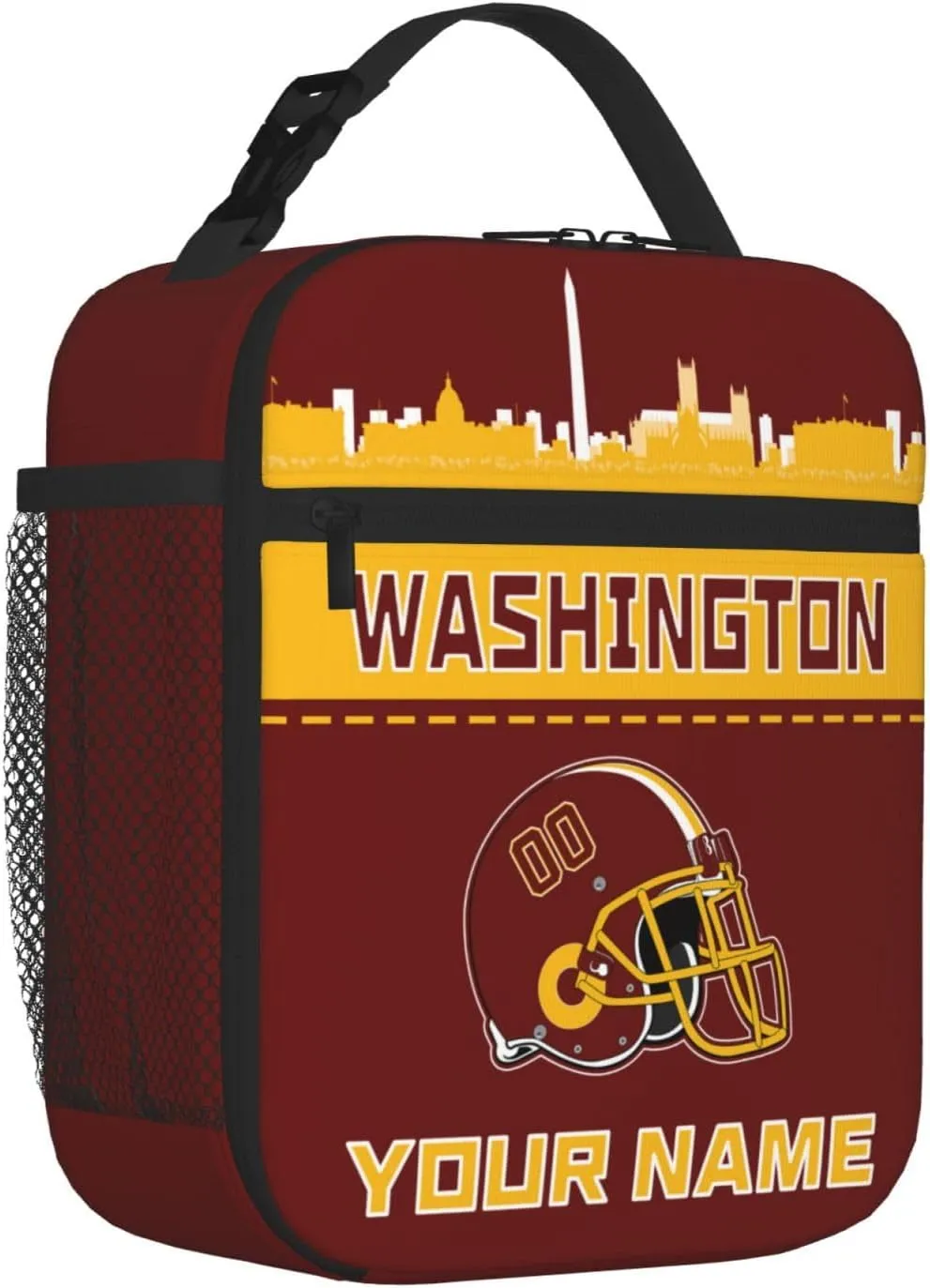 Custom Washington Lunch Bag Box Personalized Fan Gift Football Lunch Box with Name Number Customized Insulated Lunch Tote Bag
