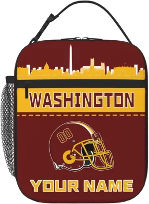 Custom Washington Lunch Bag Box Personalized Fan Gift Football Lunch Box with Name Number Customized Insulated Lunch Tote Bag