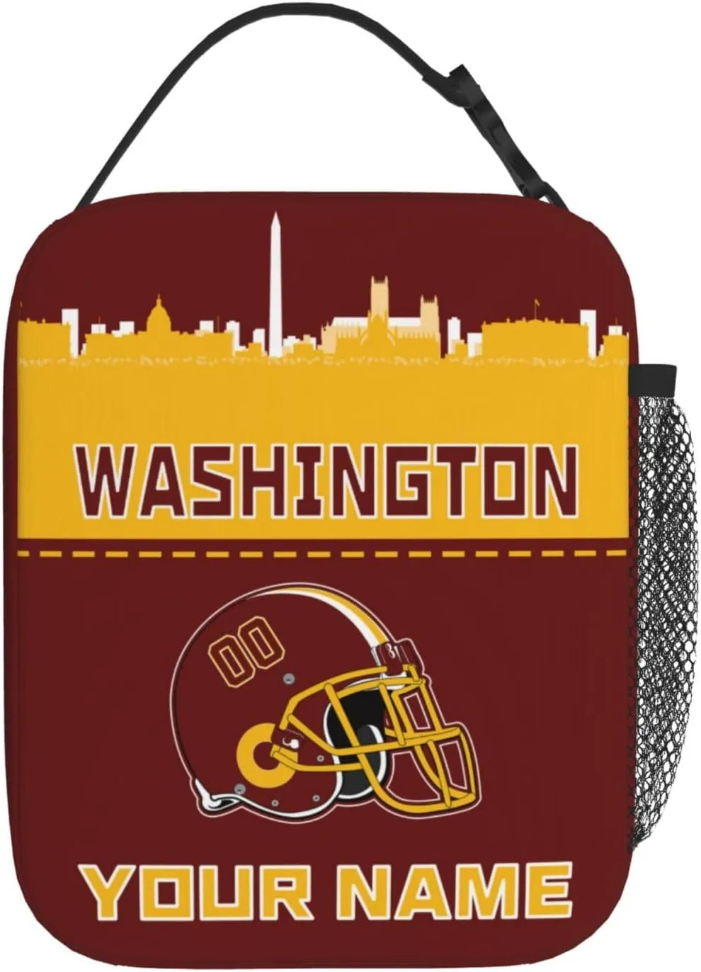 Custom Washington Lunch Bag Box Personalized Fan Gift Football Lunch Box with Name Number Customized Insulated Lunch Tote Bag