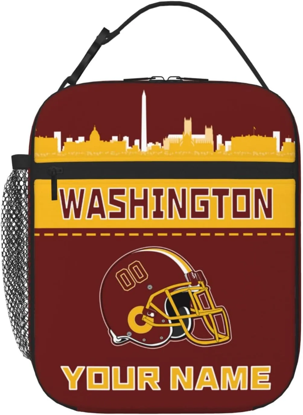 Custom Washington Lunch Bag Box Personalized Fan Gift Football Lunch Box with Name Number Customized Insulated Lunch Tote Bag