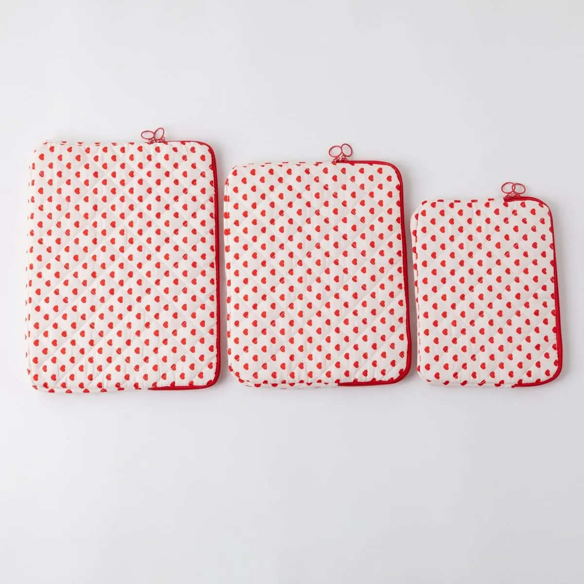 Cute Cherry Puffy Quilted Laptop Sleeve Y2K Preppy Carrying Tablet Case Cove Kawaii Tablet Liner Pouch Coquette Stuff (Heart,15 inch)