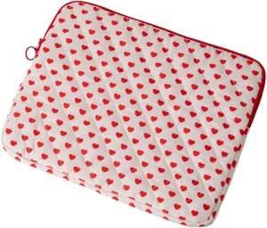 Cute Cherry Puffy Quilted Laptop Sleeve Y2K Preppy Carrying Tablet Case Cove Kawaii Tablet Liner Pouch Coquette Stuff (Heart,15 inch)