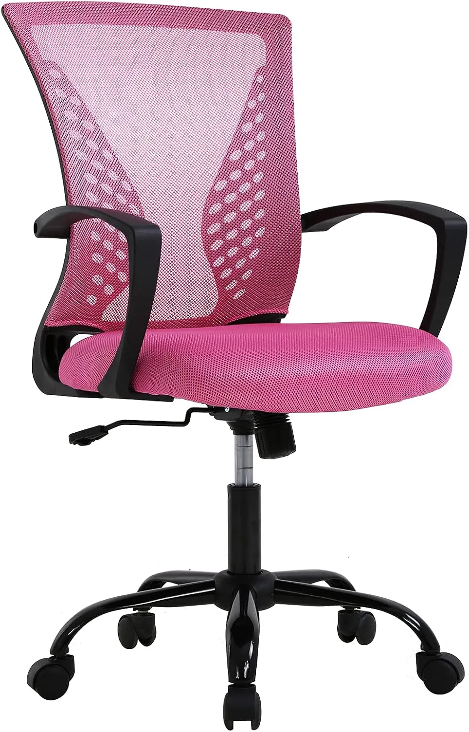 Cute Desk Chair Conference RoomChairs Home Office Mesh Computer with Lumbar Support Armrest Mid Back Rolling Swivel Adjustable Task Pink for 19.3x17.7x41.1Inches MC-GF411-Pink