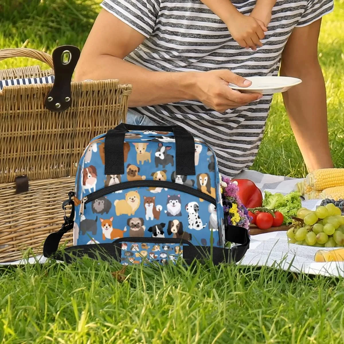 Cute Dogs Paw Insulated Lunch Bag for Women/Men Lunch Box with Adjustable & Removable Shoulder Strap Cooler Bag for Boys Girls Reusable Tote Lunch Box for Work Picnic Office Camping