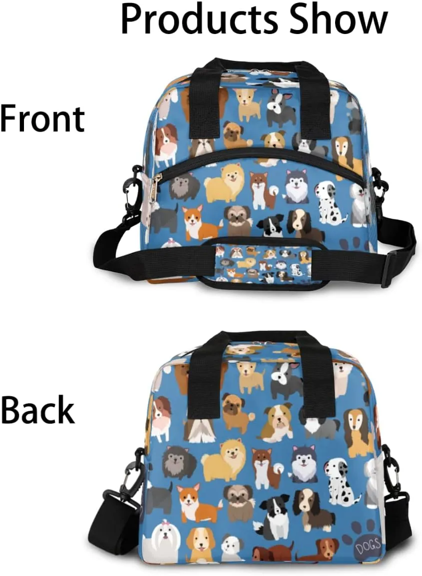 Cute Dogs Paw Insulated Lunch Bag for Women/Men Lunch Box with Adjustable & Removable Shoulder Strap Cooler Bag for Boys Girls Reusable Tote Lunch Box for Work Picnic Office Camping