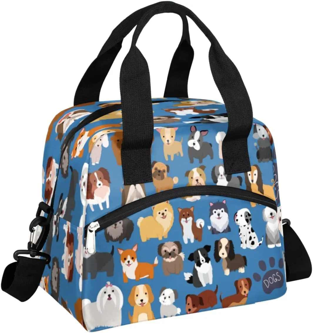 Cute Dogs Paw Insulated Lunch Bag for Women/Men Lunch Box with Adjustable & Removable Shoulder Strap Cooler Bag for Boys Girls Reusable Tote Lunch Box for Work Picnic Office Camping
