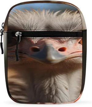 Cute Ostrich Small Satchel Mini Crossbody Sling Bag Shoulder Bag for Men Women Workout Travelling