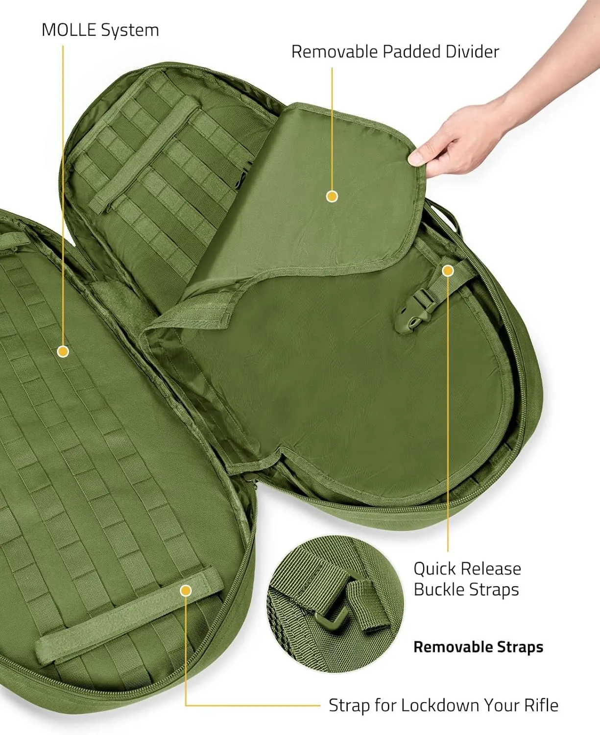CVLIFE 30'' Soft Rifle Case, Tactical Rifle Bag Sling Backpack Bag with Padded Shoulder Strap and Lockable Zippers, Molle System for Hunting and Shooting