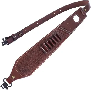 CVLIFE Two Point Sling Leather Rifle Sling Leather Gun Sling with Ammo Holder Adjustable Gun Strap Traditional Sling with Swivels Brown