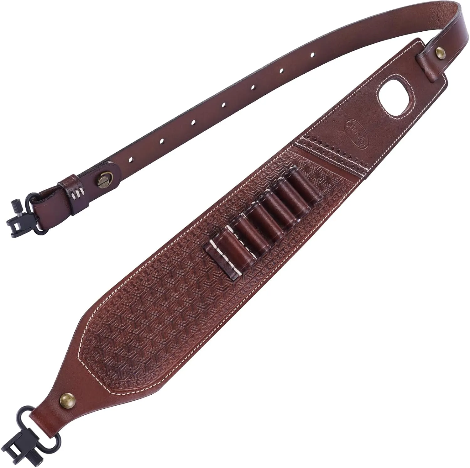 CVLIFE Two Point Sling Leather Rifle Sling Leather Gun Sling with Ammo Holder Adjustable Gun Strap Traditional Sling with Swivels Brown
