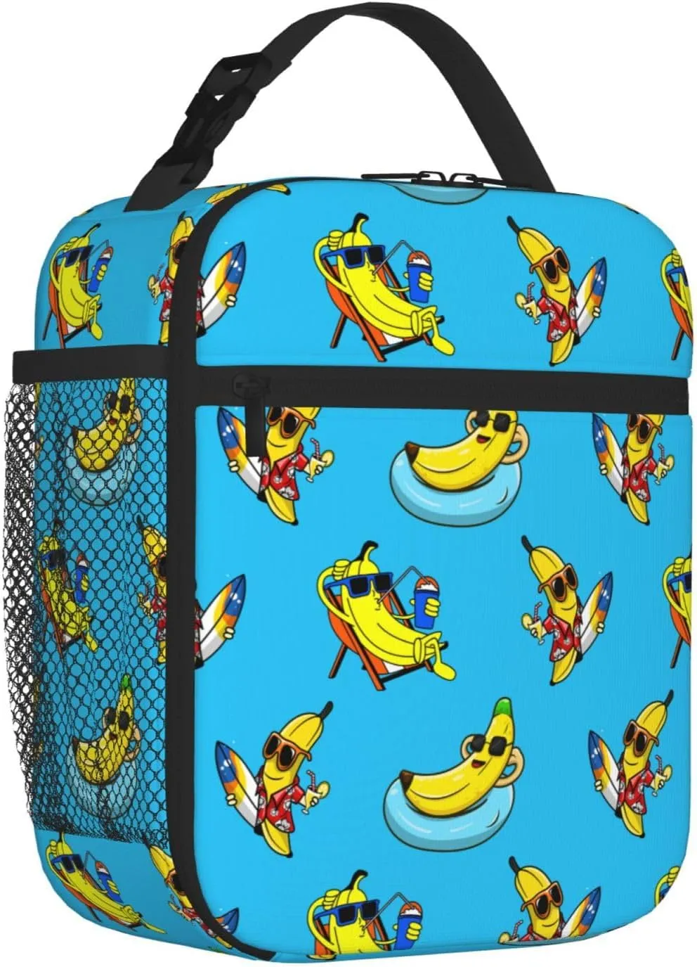 DEKIFNHG Funny Banana Insulated Lunch Box Portable Lunch Bag with Detachable Handle,Reusable Lunchbox for Boys Girls Men Women