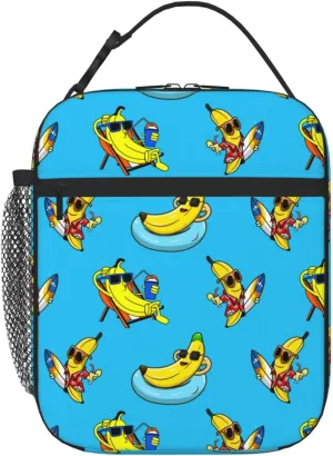 DEKIFNHG Funny Banana Insulated Lunch Box Portable Lunch Bag with Detachable Handle,Reusable Lunchbox for Boys Girls Men Women
