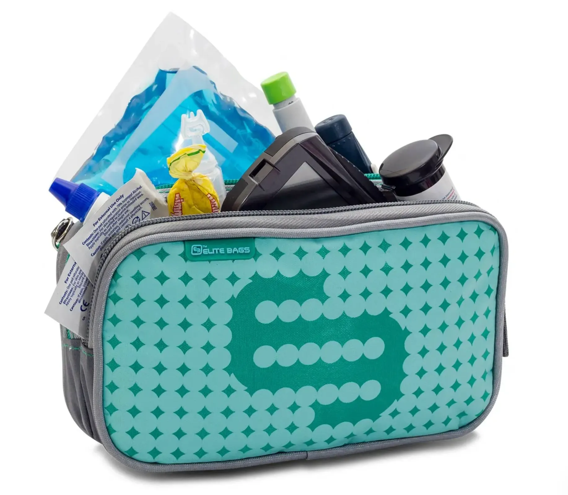 DIAS FUNNY DOTS Isothermal Toiletry Bag for Diabetics Kit Green with Gel Cool Pack