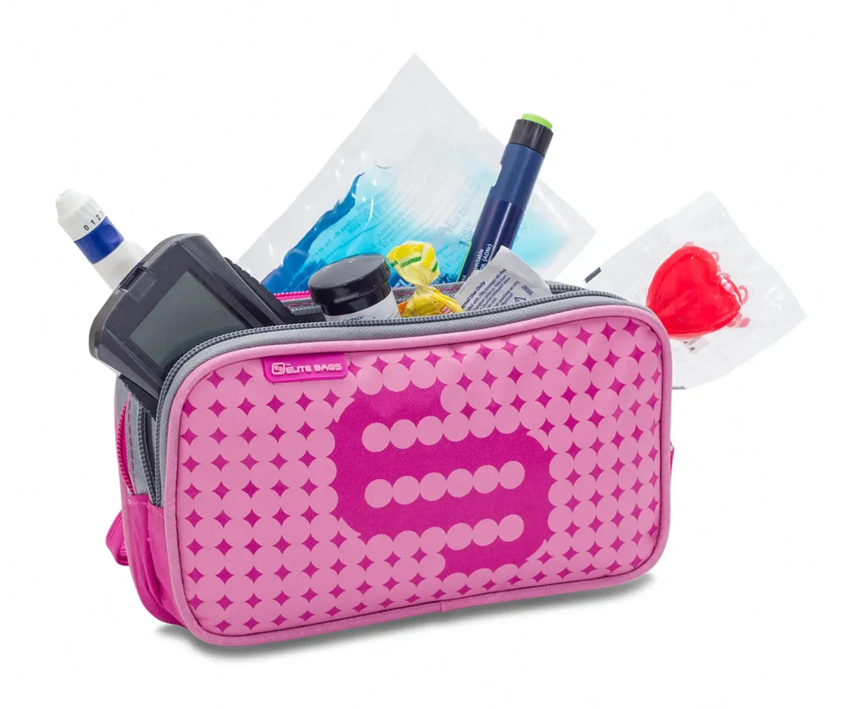 DIAS FUNNY DOTS Isothermal Toiletry Bag for Diabetics Kit Pink with Gel Cool Pack