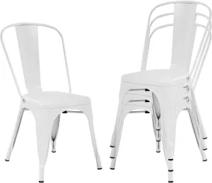 Dining Chairs Dining Chairs Set of 4 Kitchen Chairs Tolix Side Bar Chairs Metal Dining Chair 18” Seat Height Dining Room Chairs Stackable Chairs Indoor/Outdoor Patio Chairs,Cream