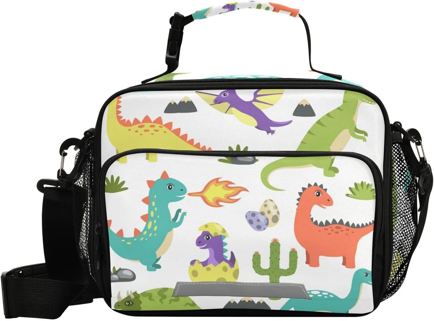 Dinosaur Clouds Stones Lunch Bag for Women Men Prehistoric Animals Insulated Cooler Tote Bag with Adjustable Shoulder Strap Large Capacity Reusable Leakproof Picnic Lunch Box Outdoor for Adult Office