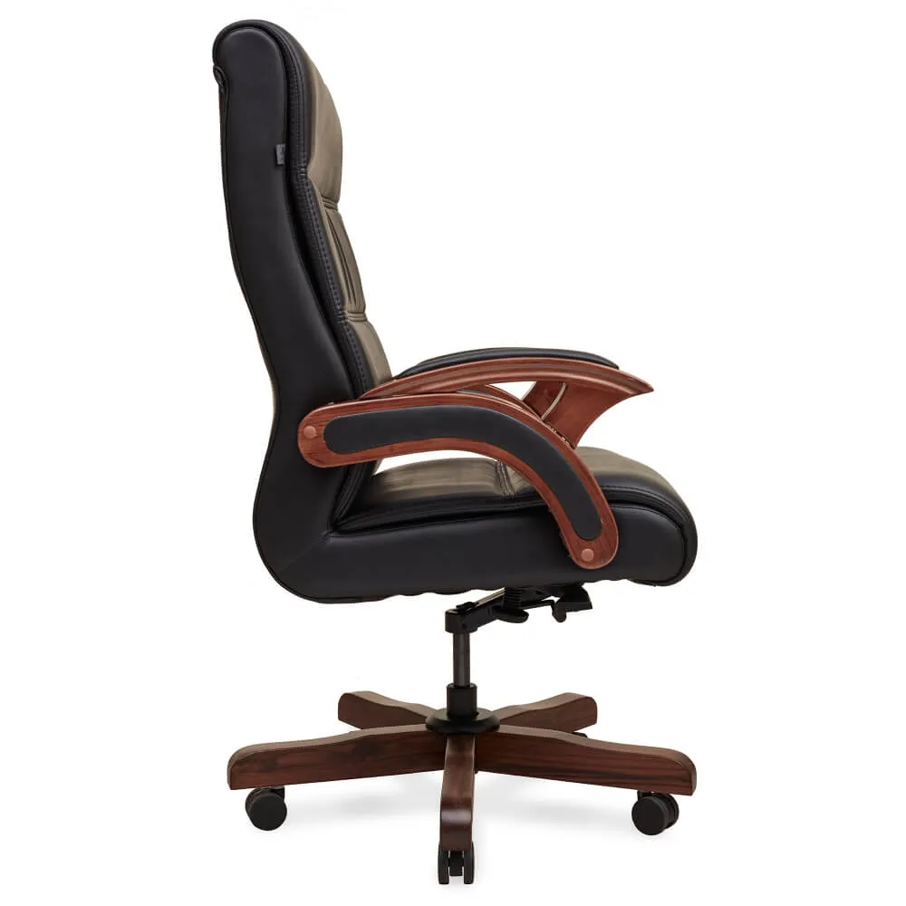 Director Chair for office Made in Plyboard with Leatherette Upholstery & Armrest with Height Adjustable & Revolving Chair -black