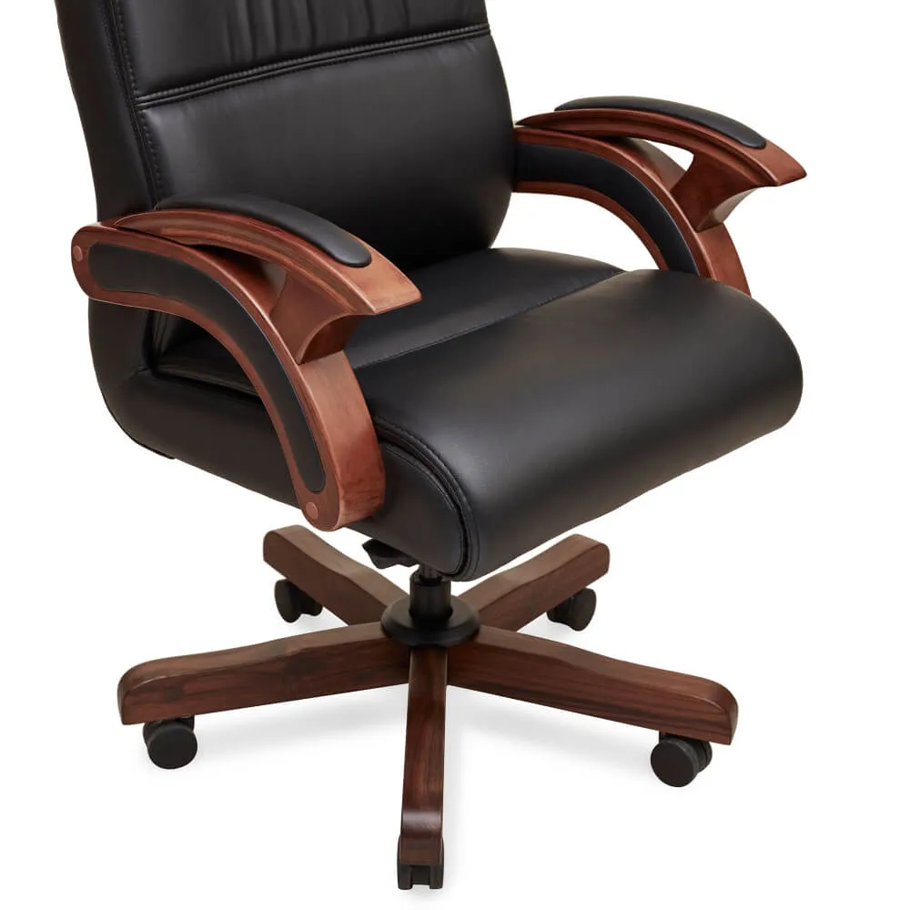 Director Chair for office Made in Plyboard with Leatherette Upholstery & Armrest with Height Adjustable & Revolving Chair -black