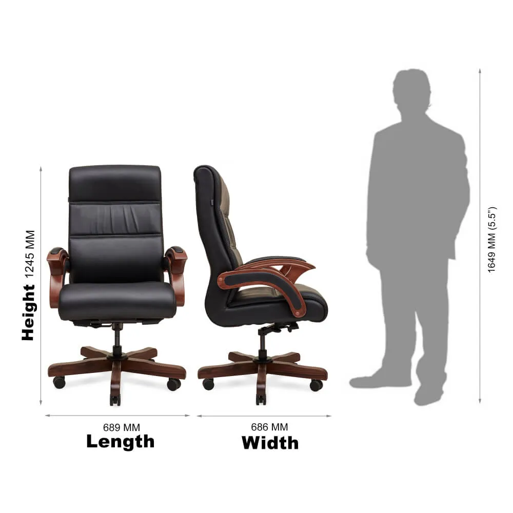 Director Chair for office Made in Plyboard with Leatherette Upholstery & Armrest with Height Adjustable & Revolving Chair -black
