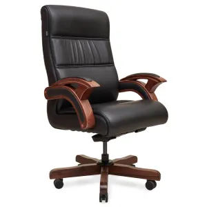 Director Chair for office Made in Plyboard with Leatherette Upholstery & Armrest with Height Adjustable & Revolving Chair -black