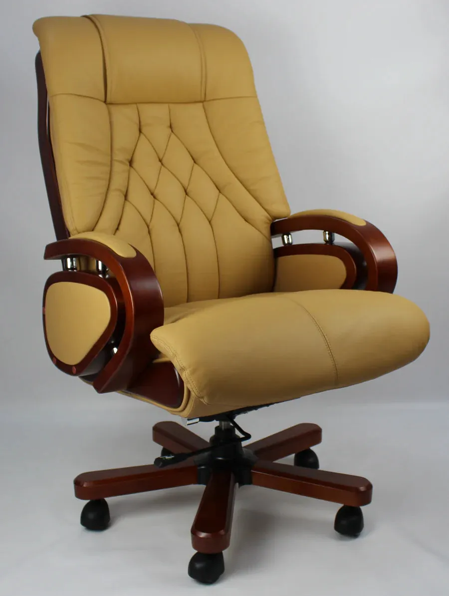 Director Chair for office Premium Leatherette with Wooden and Adjustable Height & Wooden Base and Wooden Polish - Black