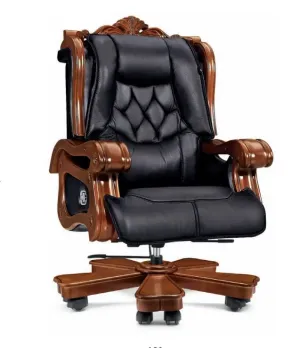 Director Chair for office Royal Design Made in Solid wood with Handcrafted & Leatherette & Recliner & Height Adjustable and Revolving Chair