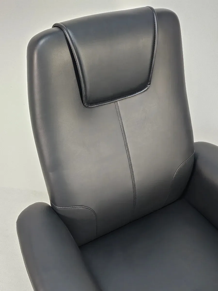 Director Chair for office Traditional High-Back Premium Leatherette with Adjustable Height and Wooden Base and Wooden Polish