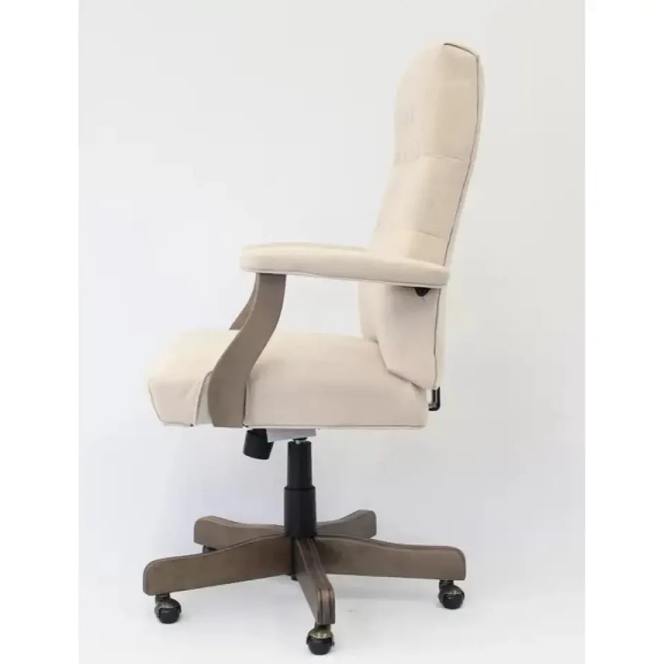 Director office Chair Tufted Design Made in Solid wood with Leatherette Upholstery & Armrest with Height Adjustable Chair