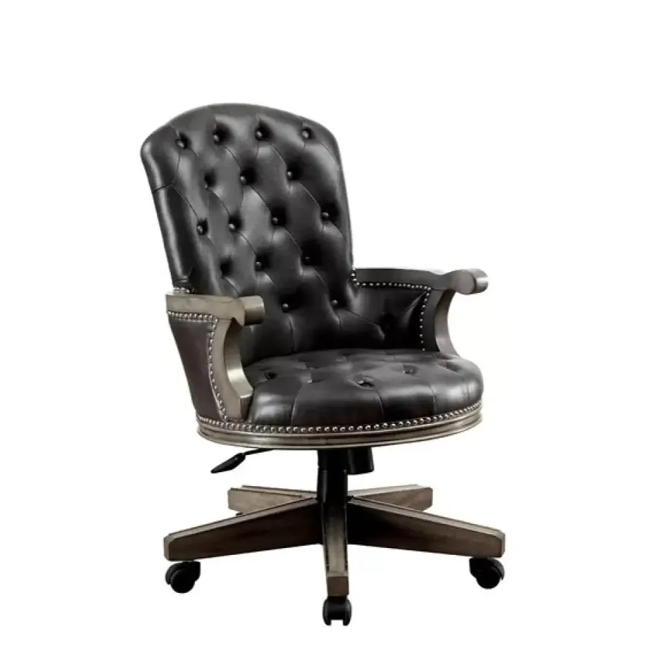 Director office Chair Tufted Design Made in Solid wood with Leatherette Upholstery & Armrest with Height Adjustable Premium Quality Chair