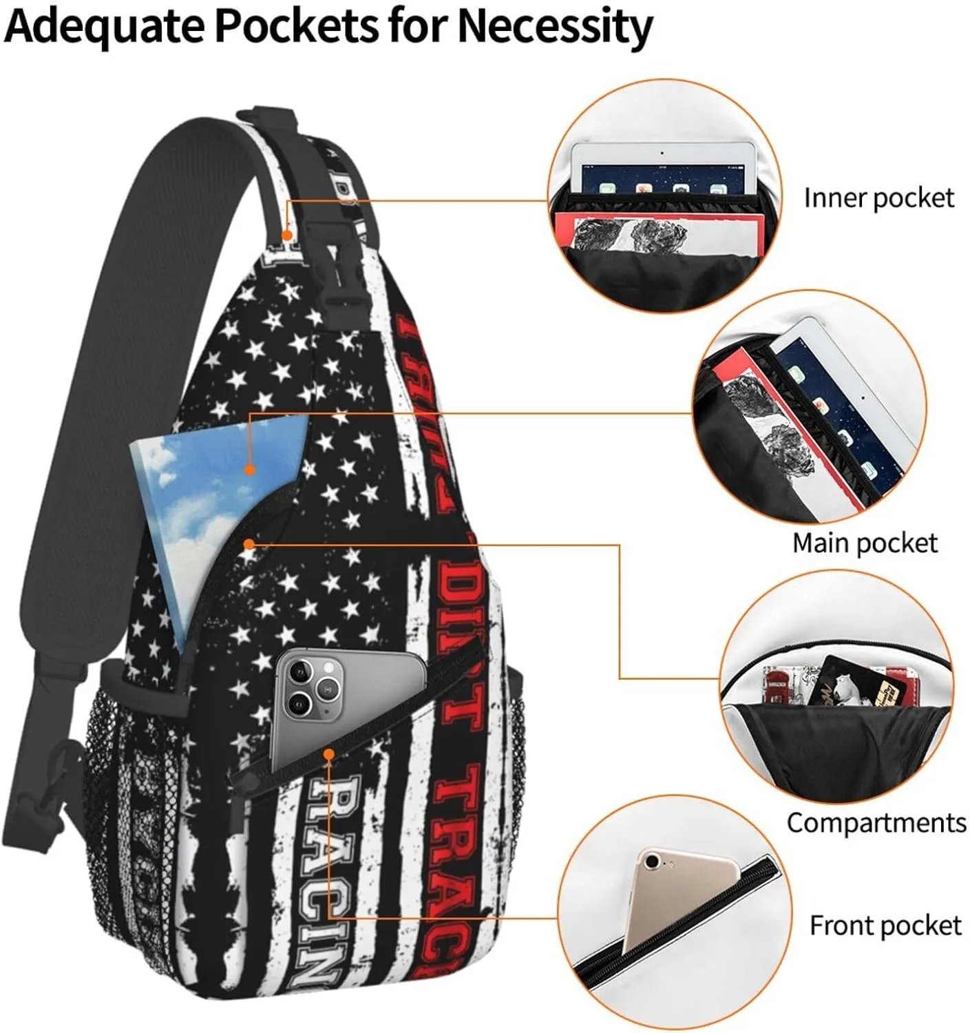 Dispatch Police Military Fire Flag Sling Bag Adjustable Chest Bags Casual Crossbody Bag Travel Shoulder Backpack