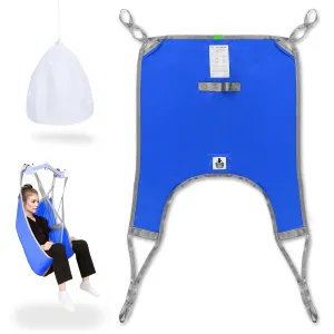 Divided Leg Patient Lift Sling for Elderly/Bariatric Transfer, Shower, Bath and Toileting,with 1pc Laundry Bag (Blue, Medium)