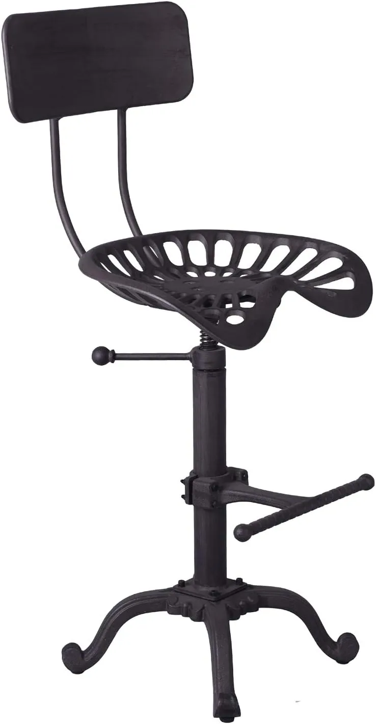 Diwhy Industrial Design Metal Adjustable Height Backrest Chair Vintage Tractor Saddle Bar Stool Rust
