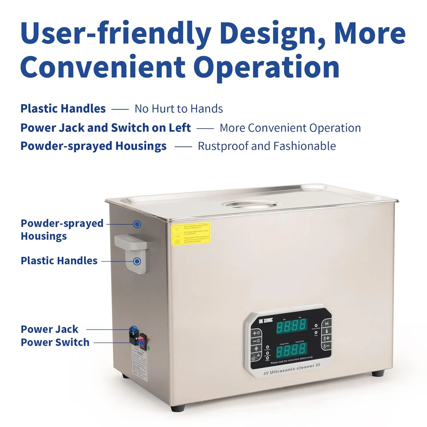 DK SONIC Touch Ultrasonic Cleaner with Heater,Digital Timer and Basket Multiple Cleaning Mode for Lab Tools, Metal Parts, Carburetor, Auto Parts, Engine Parts, etc (30L, 110V)
