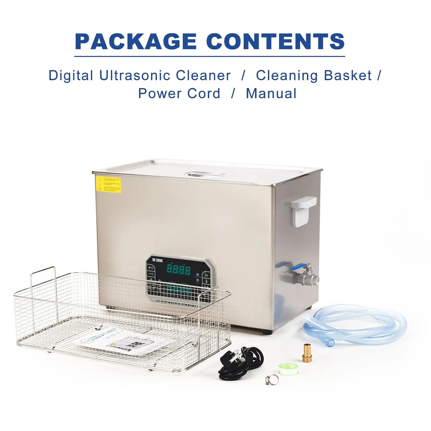 DK SONIC Touch Ultrasonic Cleaner with Heater,Digital Timer and Basket Multiple Cleaning Mode for Lab Tools, Metal Parts, Carburetor, Auto Parts, Engine Parts, etc (30L, 110V)