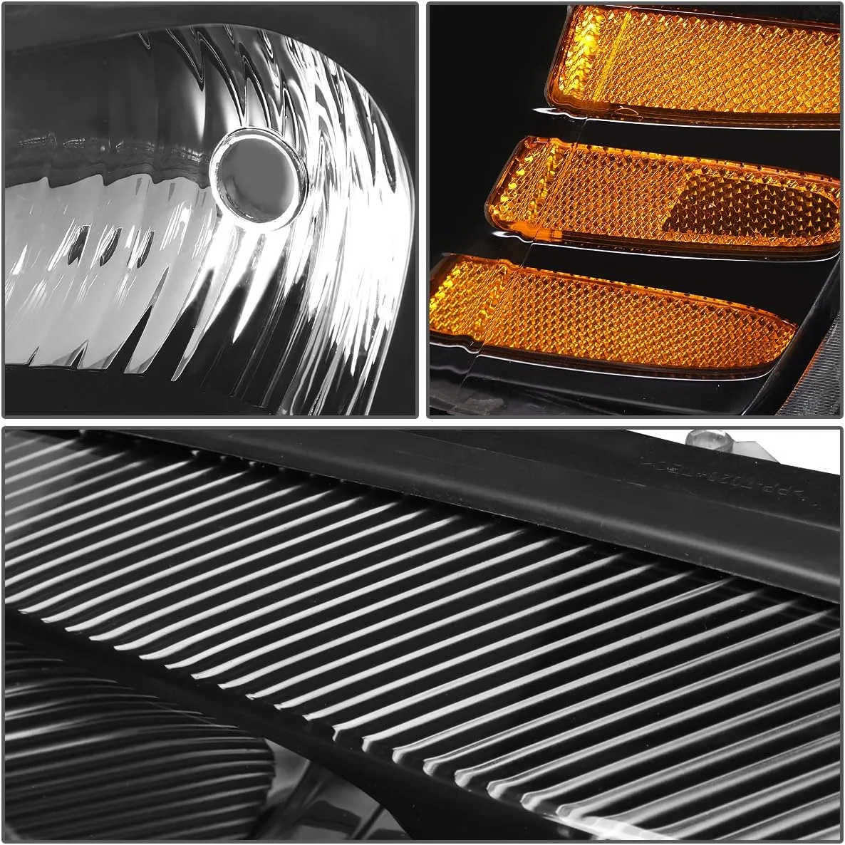 DNA Motoring HL-OH-PGPR04-BK-AM Black Housing Amber Corner Headlights Replacement Compatible with 04-08 Pontiac Grand Prix