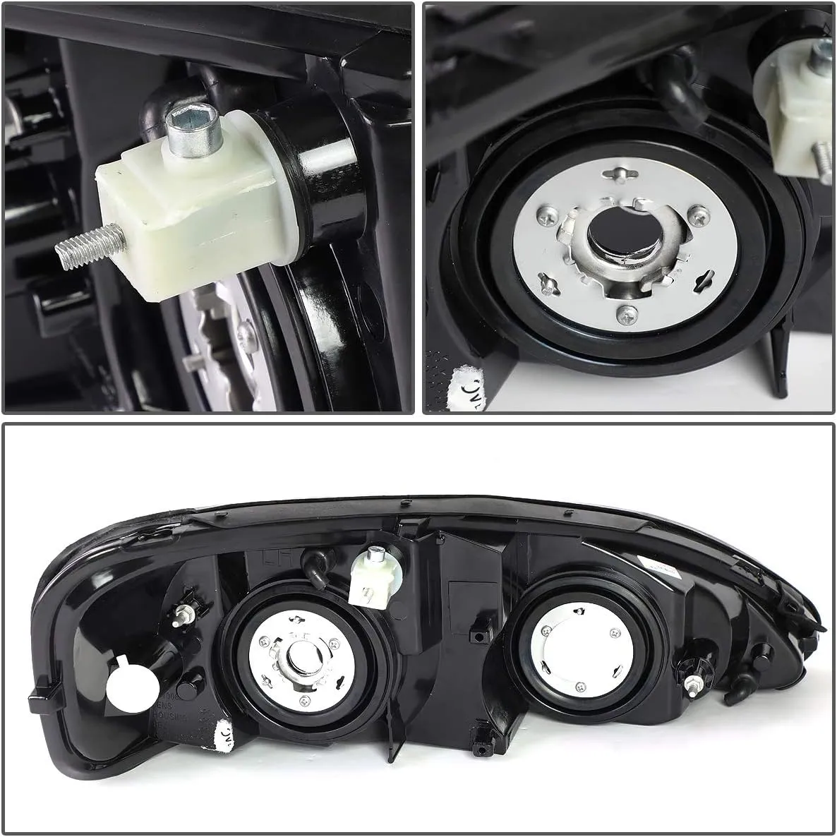 DNA Motoring HL-OH-PGPR04-BK-AM Black Housing Amber Corner Headlights Replacement Compatible with 04-08 Pontiac Grand Prix
